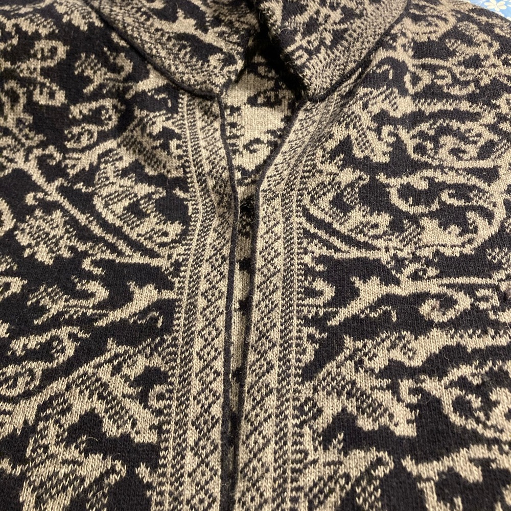 Black and Beige Patterned Women's Cardigan Sweater